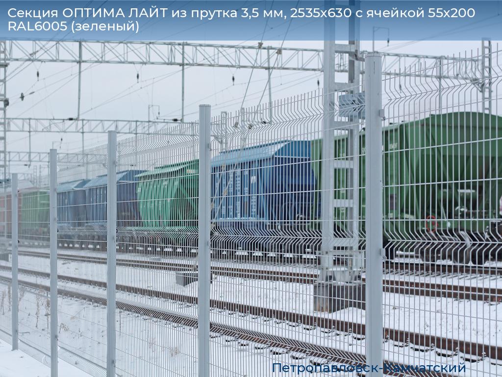 Секция ОПТИМА ЛАЙТ из прутка 3,5 мм, 2535x630 с ячейкой 55х200 RAL6005 (зеленый), petropavlovsk-kamchatskiy.doorhan.ru